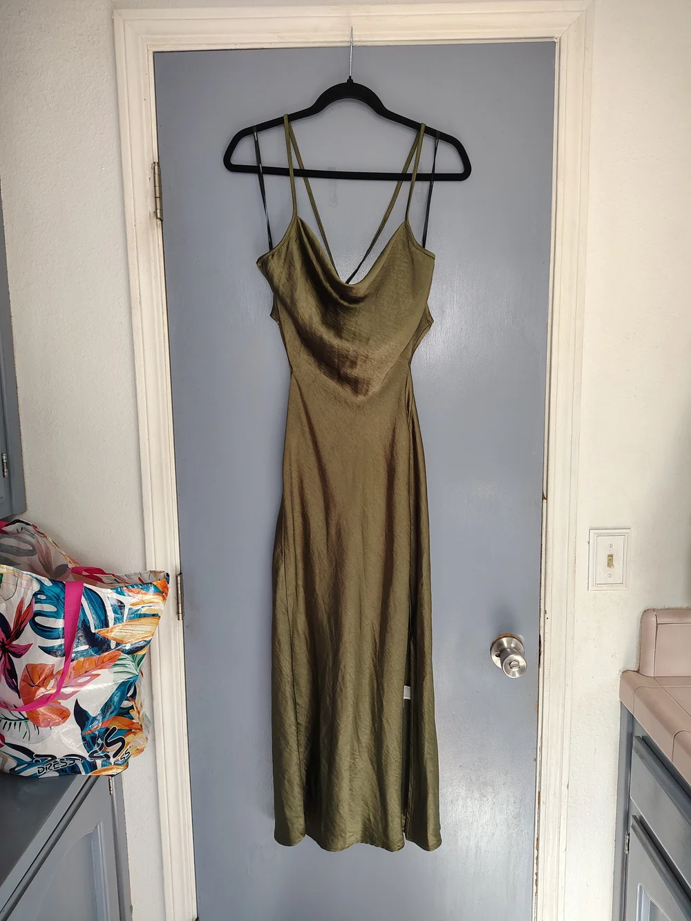 Forever 21 Olive Slip Maxi Dress with Cowl Neck - Picture 2 of 6
